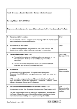 Agenda Frontsheet PDF 144 KB