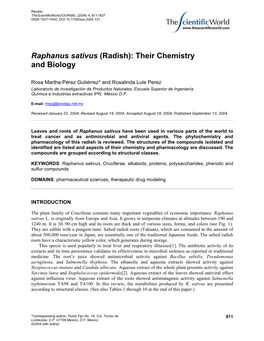 Raphanus Sativus (Radish): Their Chemistry and Biology