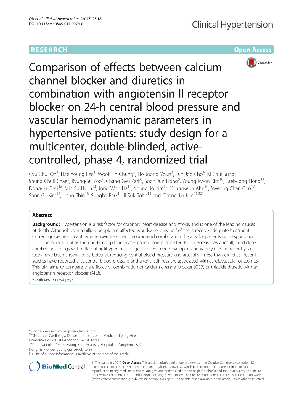 Comparison of Effects Between Calcium Channel Blocker and Diuretics in Combination with Angiotensin II Receptor Blocker on 24-H