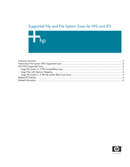 Supported File and File System Sizes for HFS and JFS