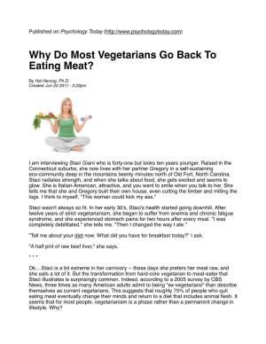 Why Do Most Vegetarians Go Back to Eating Meat?
