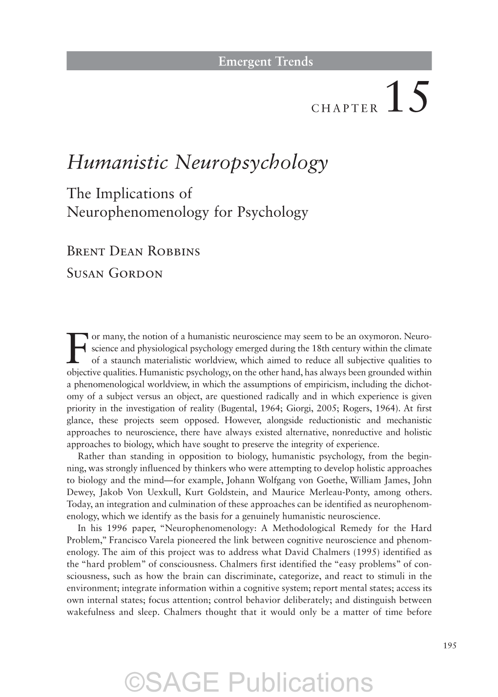 Humanistic Neuropsychology the Implications of Neurophenomenology for Psychology