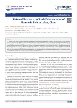 Status of Research on Stock Enhancement of Mandarin Fish in Lakes, China