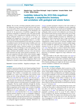 Landslides Induced by the 2010 Chile Megathrust Earthquake: a Comprehensive Inventory and Correlations with Geological and Seismic Factors