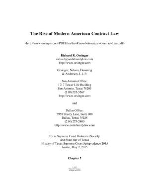 The Rise of Modern American Contract Law