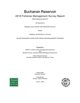 Buchanan Reservoir 2019 Survey Report
