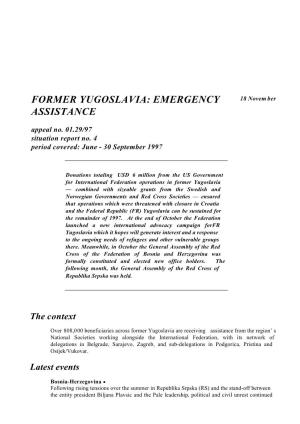Former Yugoslavia: Emergency Assistance