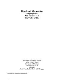 Ripples of Modernity: Language Shift and Resistance in the Valley of Etla