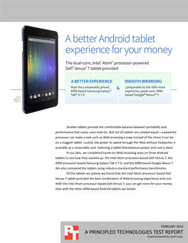 A Better Android Tablet Experience for Your Money a Principled Technologies Test Report 2