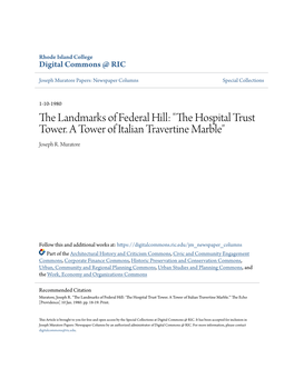 The Landmarks of Federal Hill: "The Hospital Trust Tower. a Tower Of