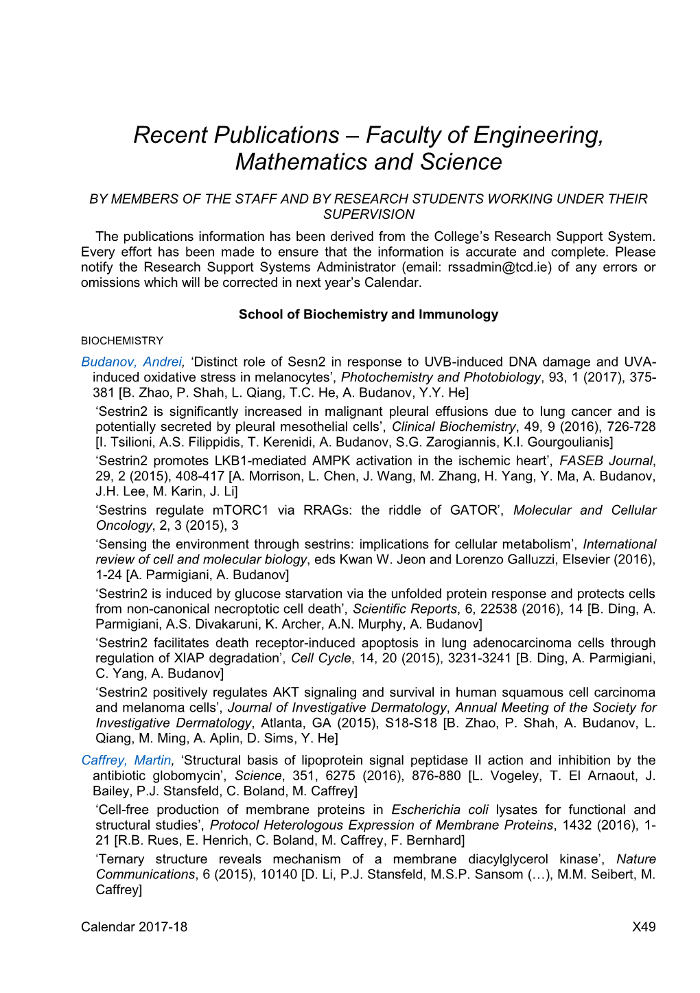 Recent Publications – Faculty of Engineering, Mathematics and Science