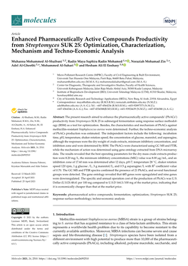 Enhanced Pharmaceutically Active Compounds Productivity from Streptomyces SUK 25: Optimization, Characterization, Mechanism and Techno-Economic Analysis