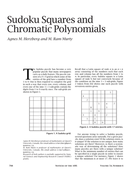 Sudoku Squares and Chromatic Polynomials Agnes M