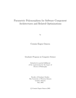 Parametric Polymorphism for Software Component Architectures and Related Optimizations