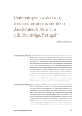 Contributo Para O Estudo Dos Mosaicos Romanos No Território Das Civitatesde Aeminium E De Conimbriga,Portugal