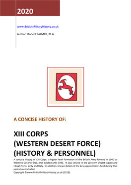 XIII Corps History & Personnel