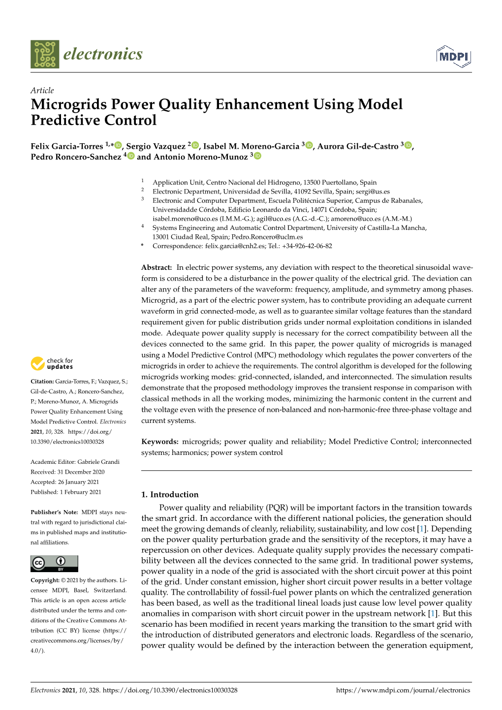 Microgrids Power Quality Enhancement Using Model Predictive Control