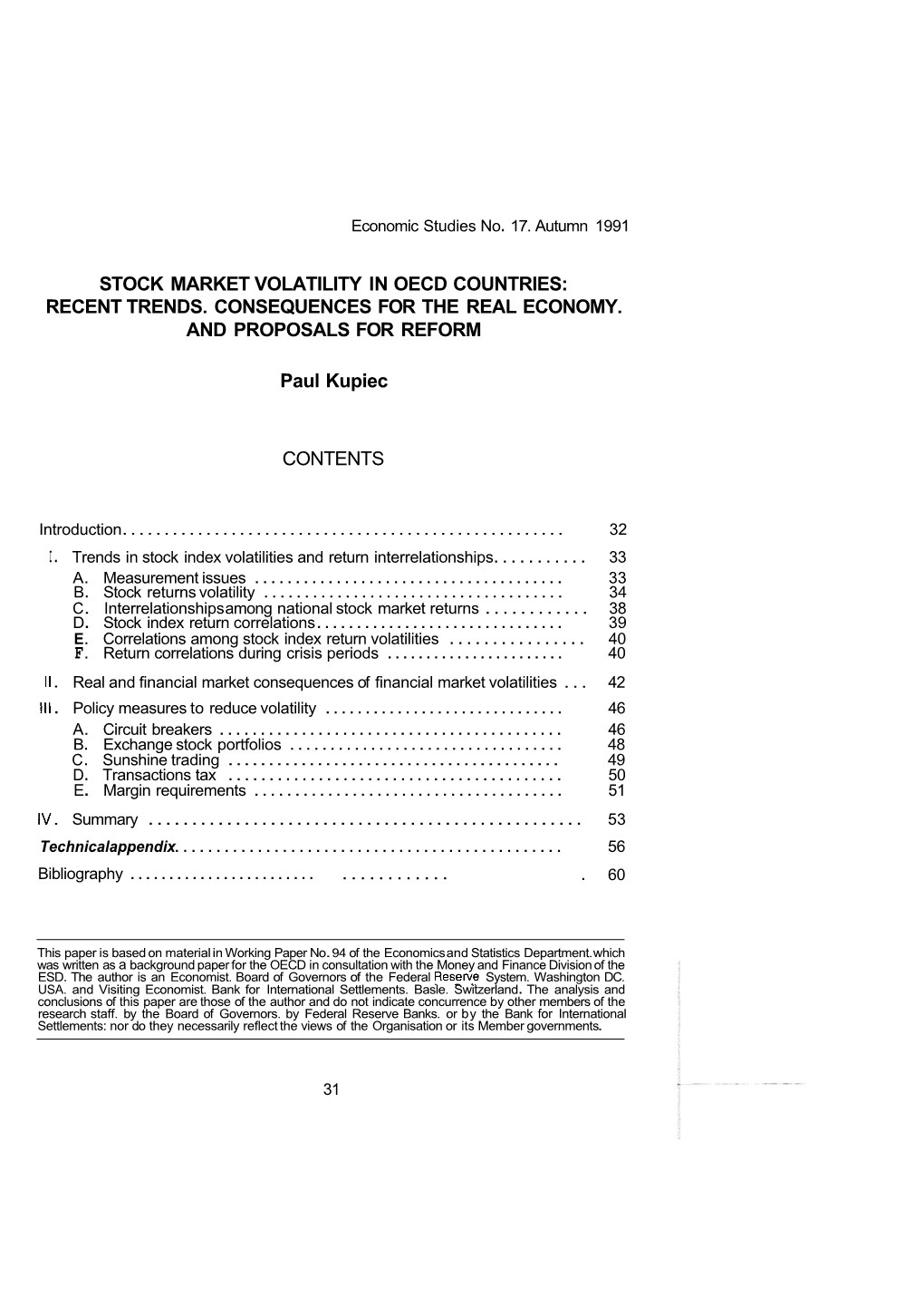 Stock Market Volatility in Oecd Countries: Recent Trends