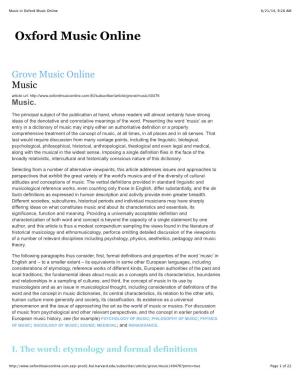 Music in Oxford Music Online 8/21/14, 9:28 AM