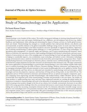 Study of Nanotechnology and Its Application