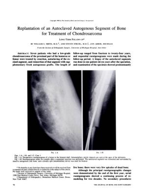 Replantation of an Autoclaved Autogenous Segment of Bone for Treatment of Chondrosarcoma