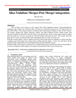 Idea-Vodafone Merger-Post Merger Integration