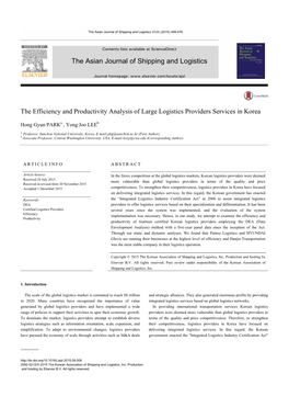 The Efficiency and Productivity Analysis of Large Logistics Providers Services in Korea