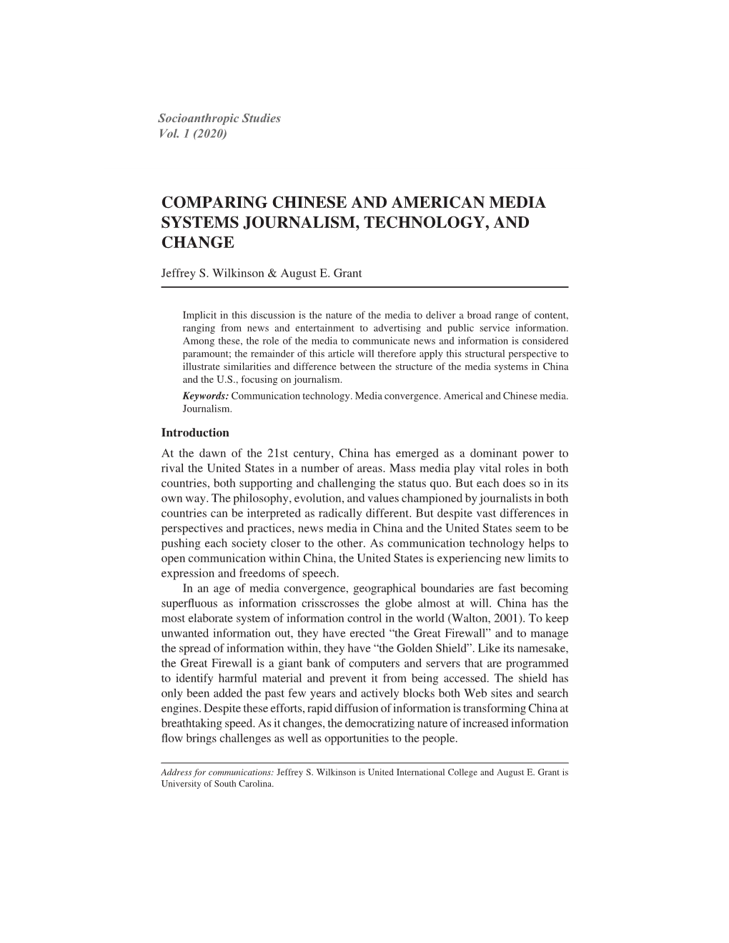 Comparing Chinese and American Media Systems Journalism, Technology, and Change