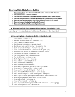 Discovery Bible Study Series Outline 1