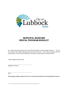 Municipal Museums Rental Program Booklet