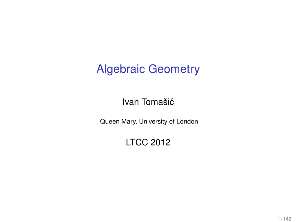 Algebraic Geometry