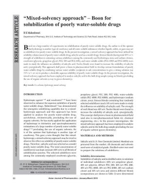 Boon for Solubilization of Poorly Water-Soluble Drugs