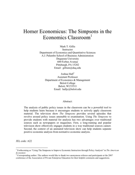 Homer Economicus: the Simpsons in the Economics Classroom 1