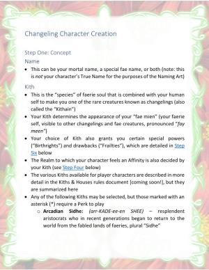 Changeling Character Creation