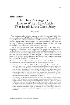 The Three-Act Argument: How to Write a Law Article That Reads Like a Good Story