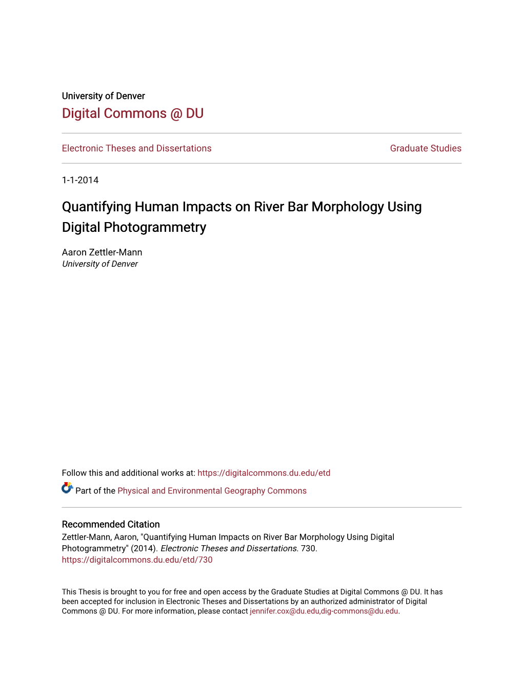 Quantifying Human Impacts on River Bar Morphology Using Digital Photogrammetry