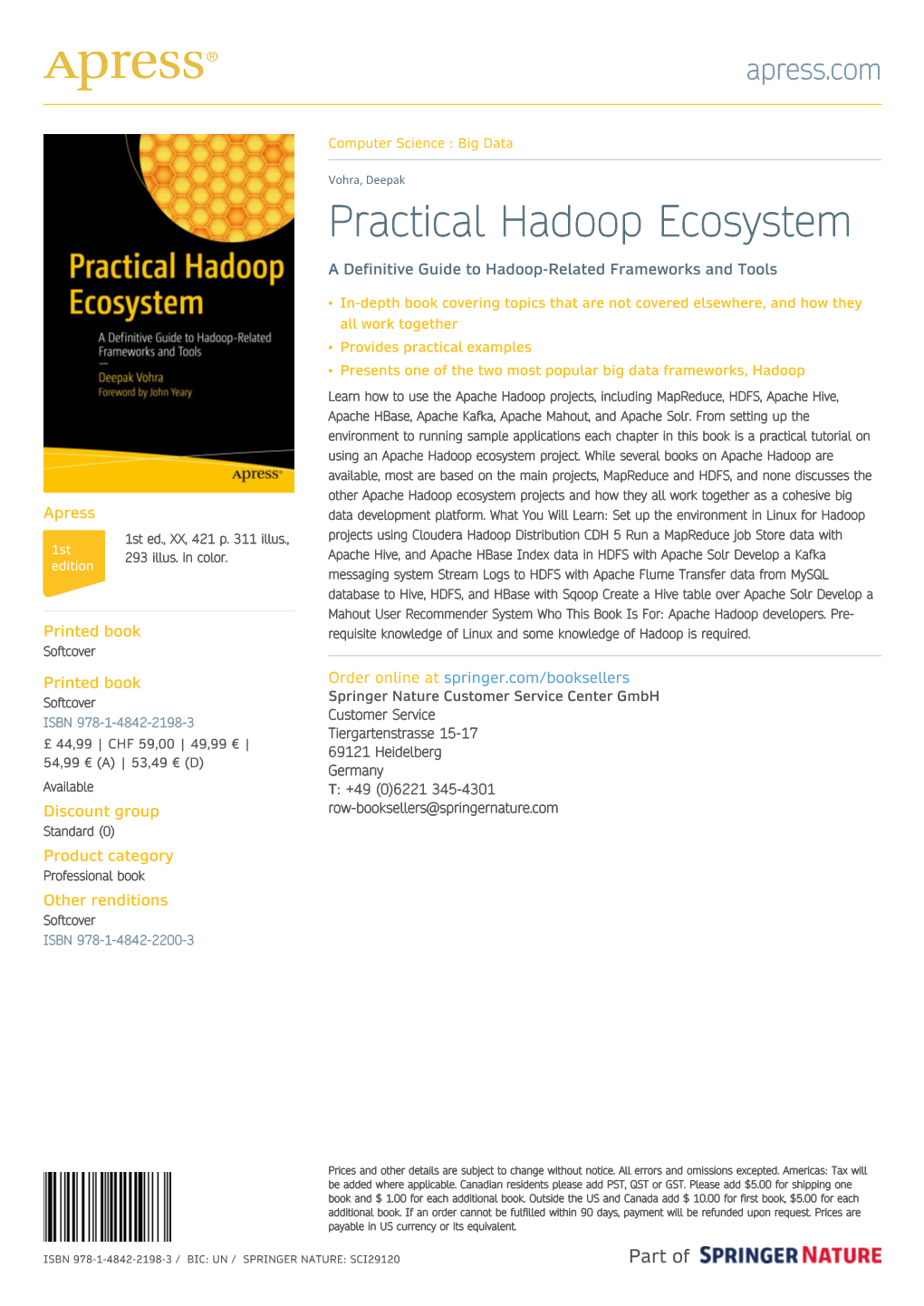 Practical Hadoop Ecosystem a Definitive Guide to Hadoop-Related Frameworks and Tools