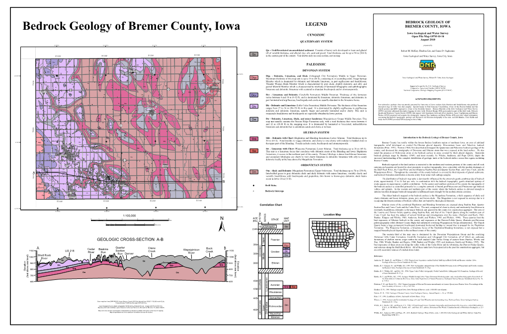 OFM-2010-10: Bedrock Geology of Bremer County, Iowa