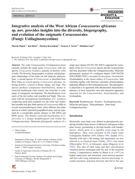 Integrative Analysis of the West African Ceraceosorus Africanus Sp