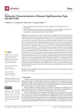 Molecular Characterization of Human Papillomavirus Type 159 (HPV159)
