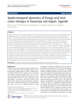 Spatio-Temporal Dynamics of Forage and Land Cover Changes In