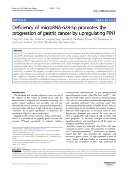 Deficiency of Microrna-628-5P Promotes the Progression of Gastric