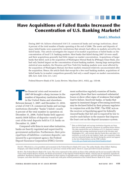 Have Acquisitions of Failed Banks Increased the Concentration of U.S. Banking Markets?