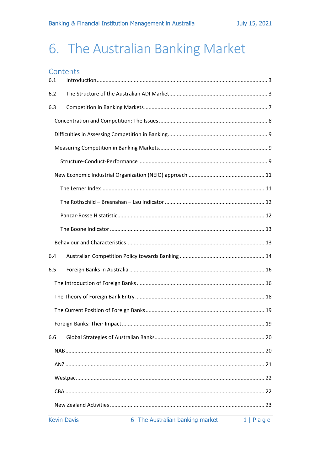 6. the Australian Banking Market