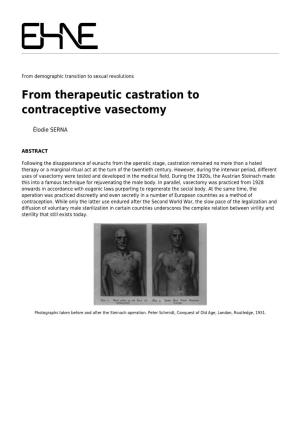 From Therapeutic Castration to Contraceptive Vasectomy