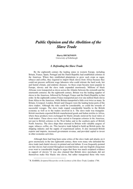 Public Opinion and the Abolition of the Slave Trade