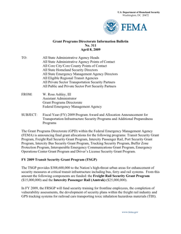 FEMA GPD Bulletin #311