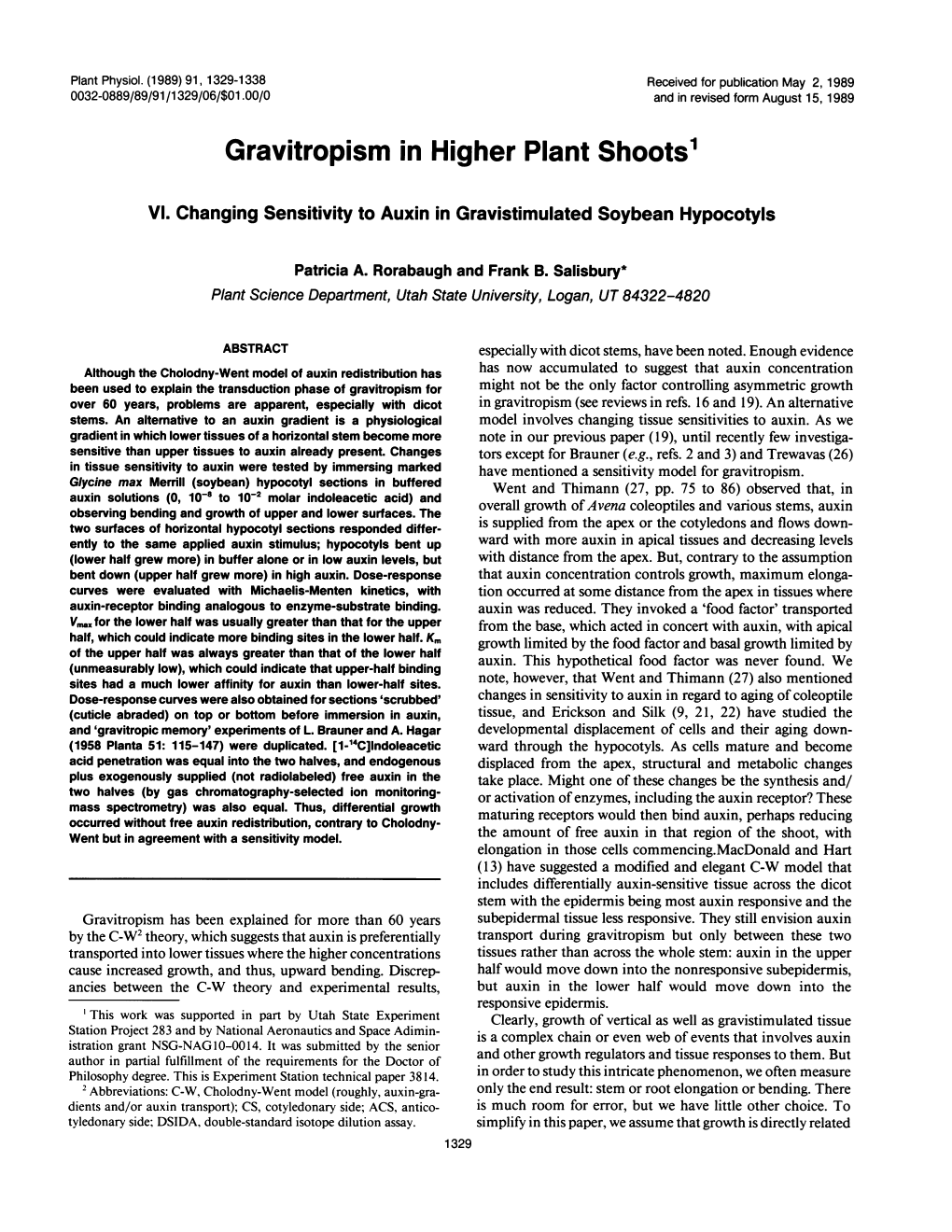 Gravitropism in Higher Plant Shoots1