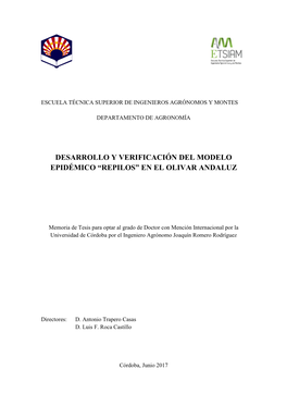 Desarrollo Y Verificación Del Modelo Epidémico “Repilos” En El Olivar Andaluz