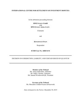 Decision on Jurisdiction, Liability and Certain Issues of Quantum